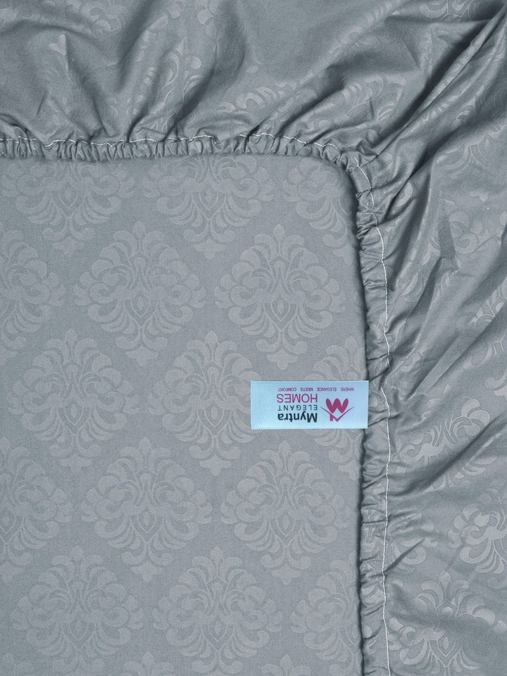Myntra Elegant Homes Grey Floral 300 TC Cadar Katil King Dengan 2 Sarung Bantal