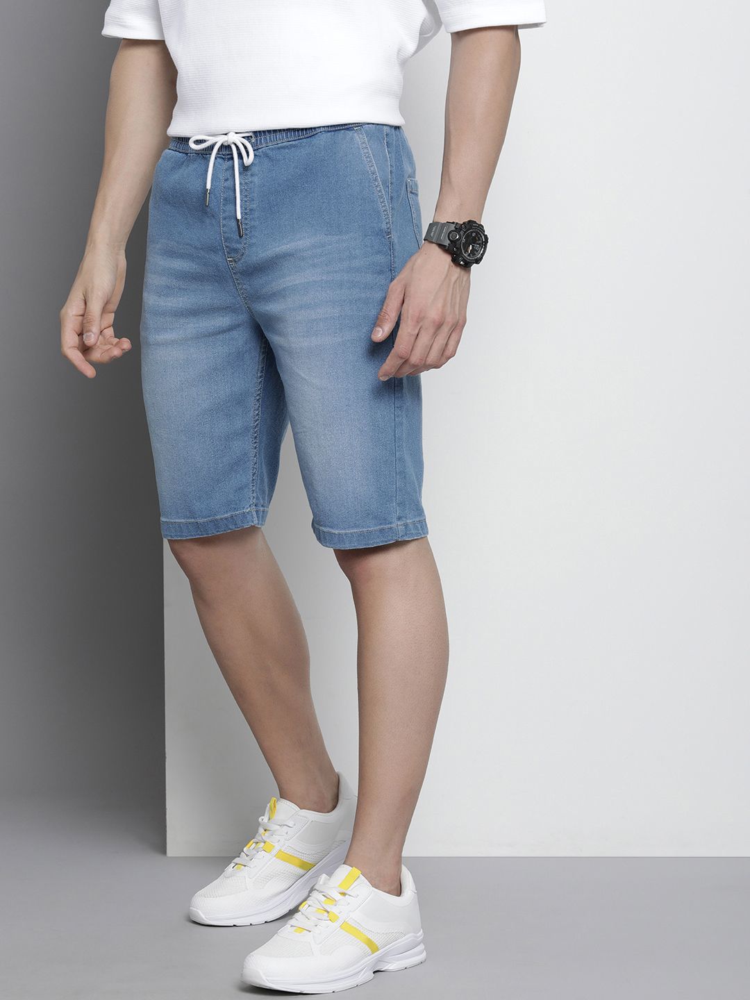 The Indian Garage Co Men Faded Denim Shorts