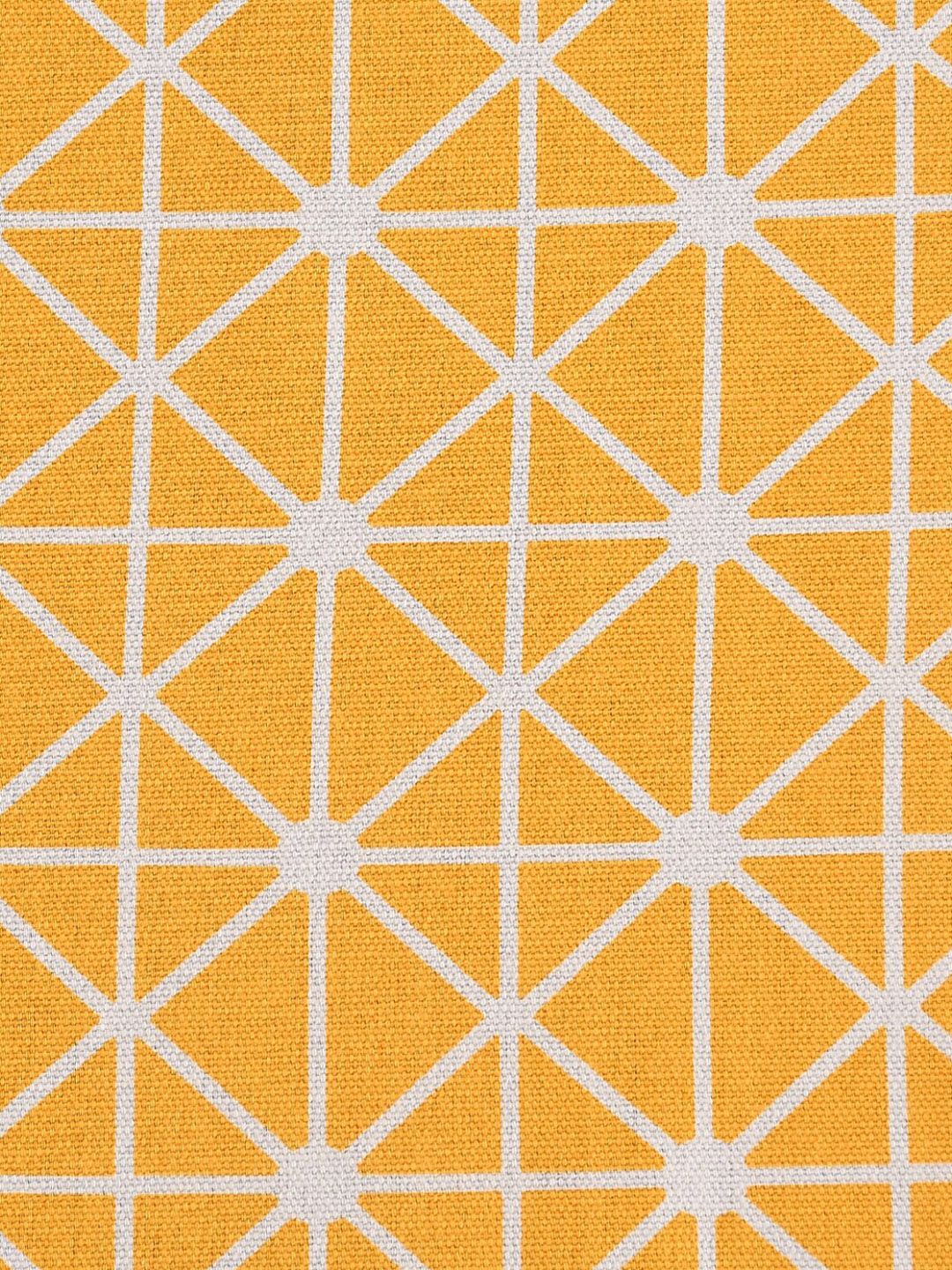 URBAN SPACE Yellow & White 4-Seater Geometric Printed Pure Cotton Square Table Cover
