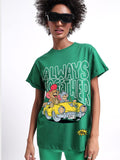 Bewakoof Women Graphic Printed Round Neck Pure Cotton Oversized Tom & Jerry T-shirt