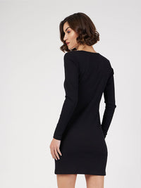 SASSAFRAS Square Neck Sheath Mini Dress