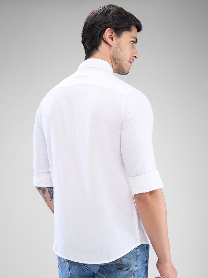 SPYKAR Men Slim Fit Opaque Solid Spread Collar Casual Shirt