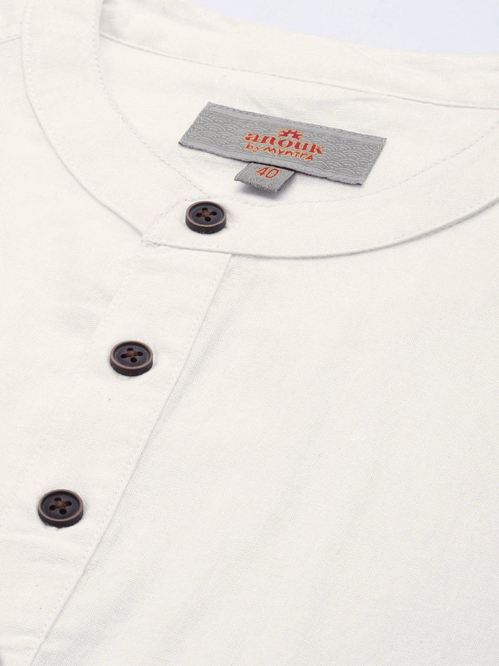 Anouk Men Solid Mandarin Collar Short Kurta