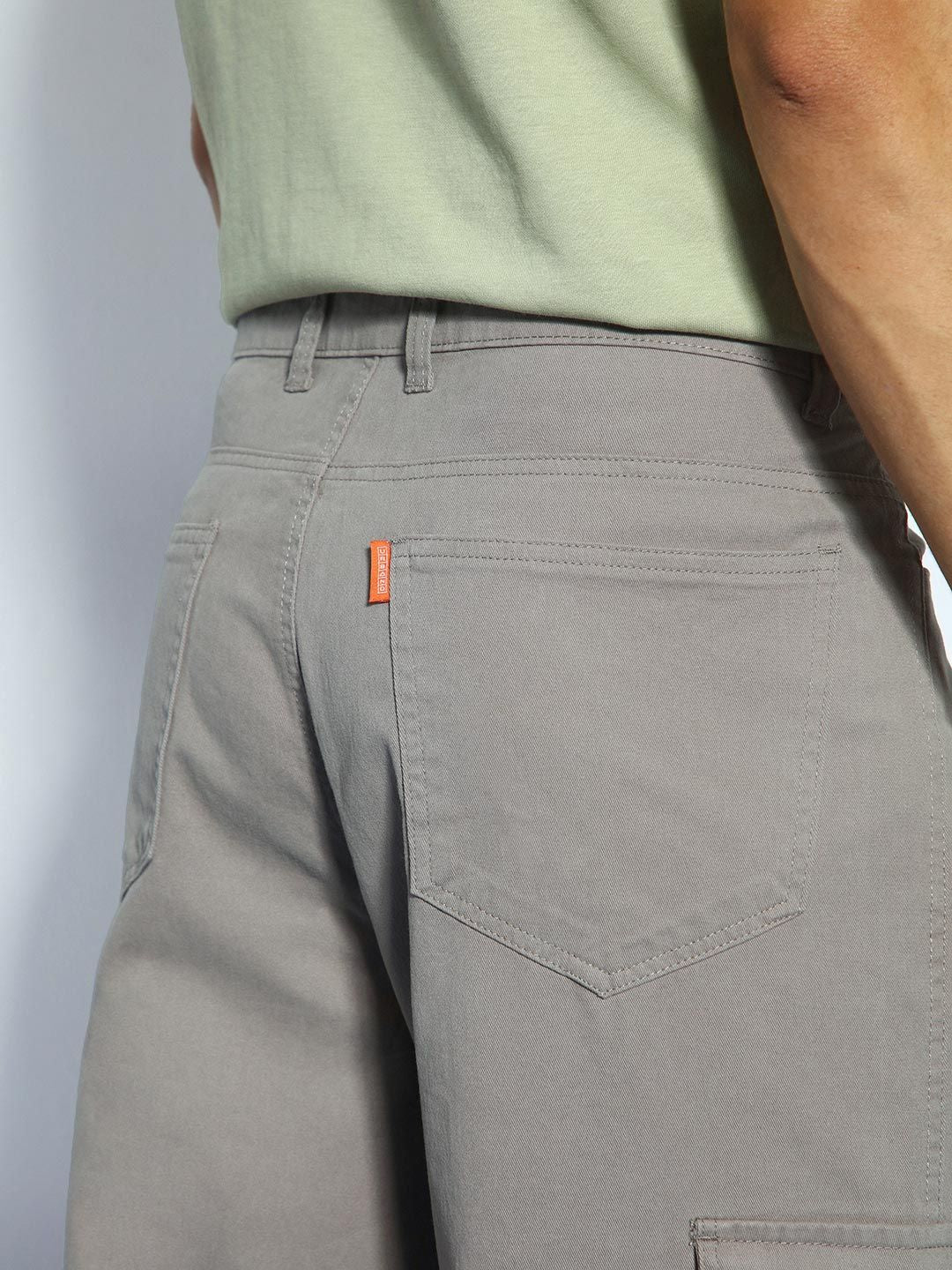 Urbano Fashion Men Grey Loose Baggy Fit Cargo Chino Pant with 8 Pockets Stretchable