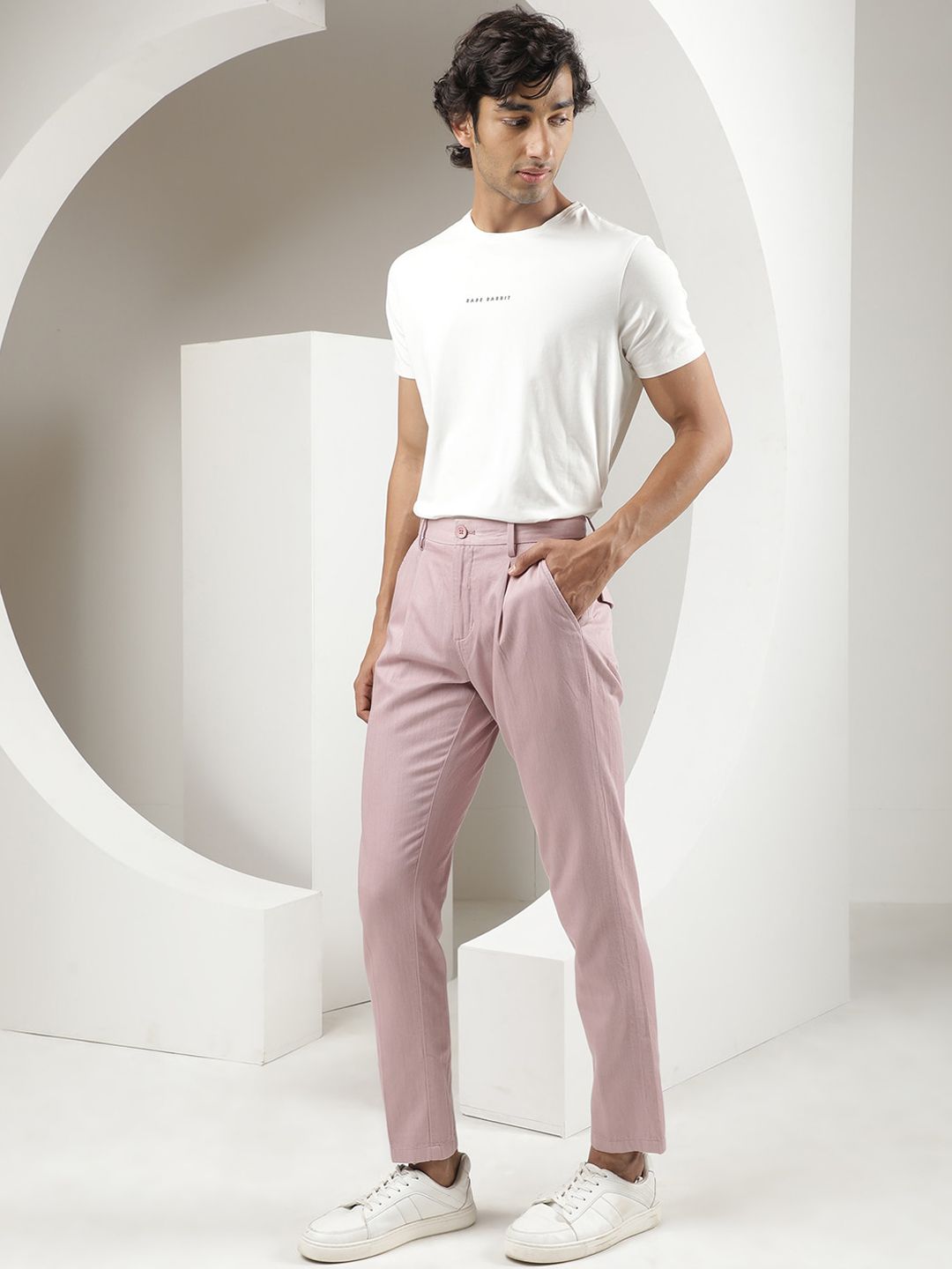 RARE RABBIT Men Lyte Mid-Rise Slim Fit Trouser