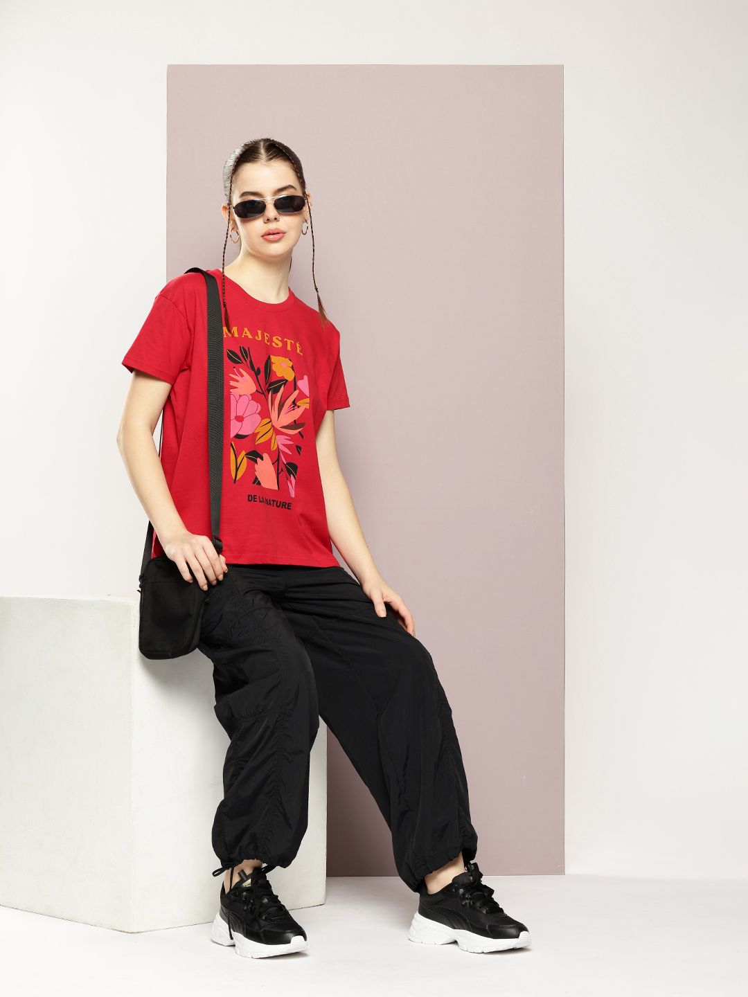 DILLINGER Floral Printed Boxy Fit Pure Cotton T-shirt
