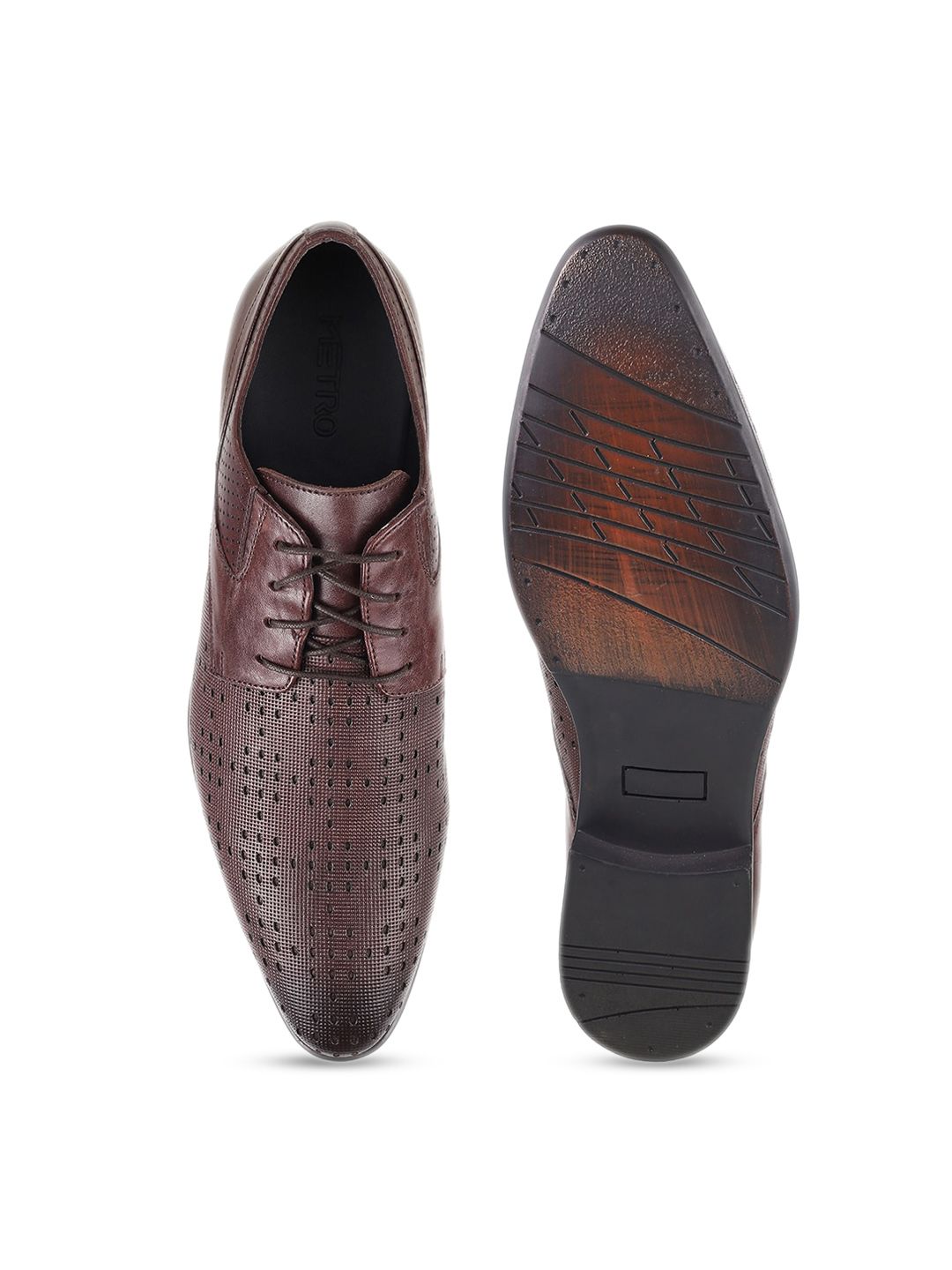 Metro Men Round Toe Leather Formal Derbys