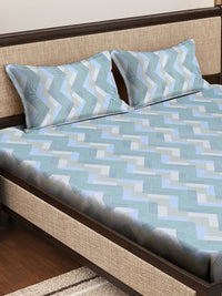 Myntra Elegant Homes Biru Kapas Geometrik 400 TC Dilengkapi Cadar King & 2 Sarung Bantal