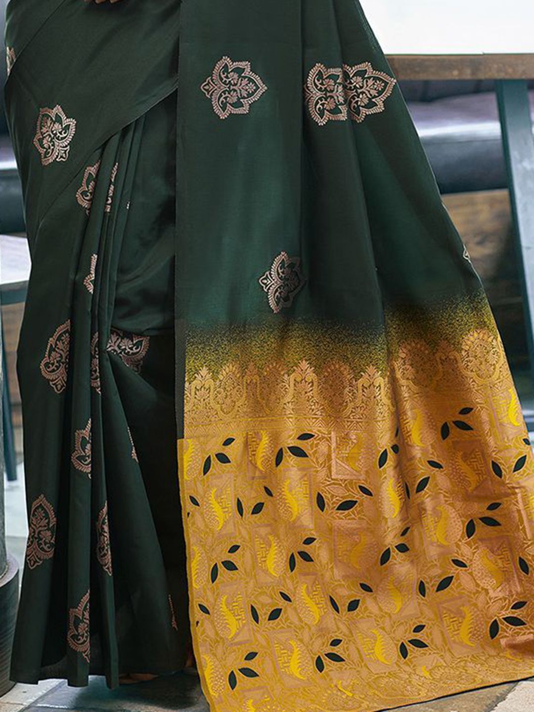 KALINI Ethnic Motifs Zari Silk Blend Saree