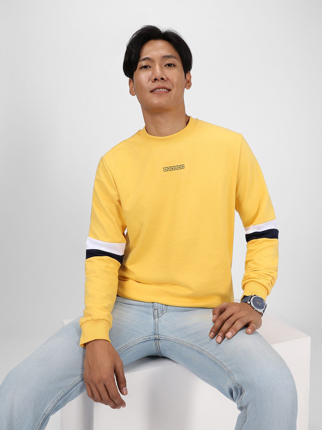 Urbano Fashion Cotton Colourblock Round Neck Sweatshirt