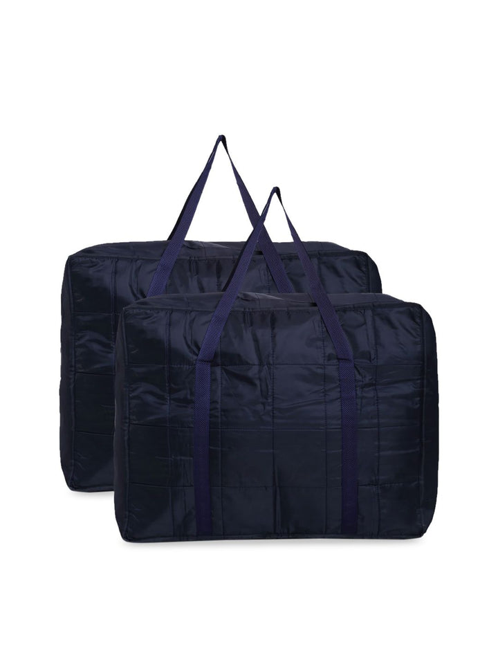 HOSTA HOMES Set Of 2 Navy Blue Solid Foldable Multi-Utility Storage Bags