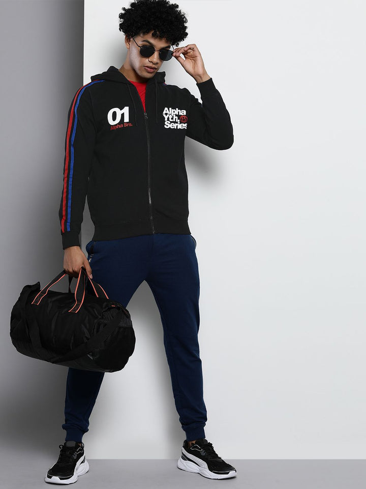 The Indian Garage Co Men Black Hooded Sweatshirt