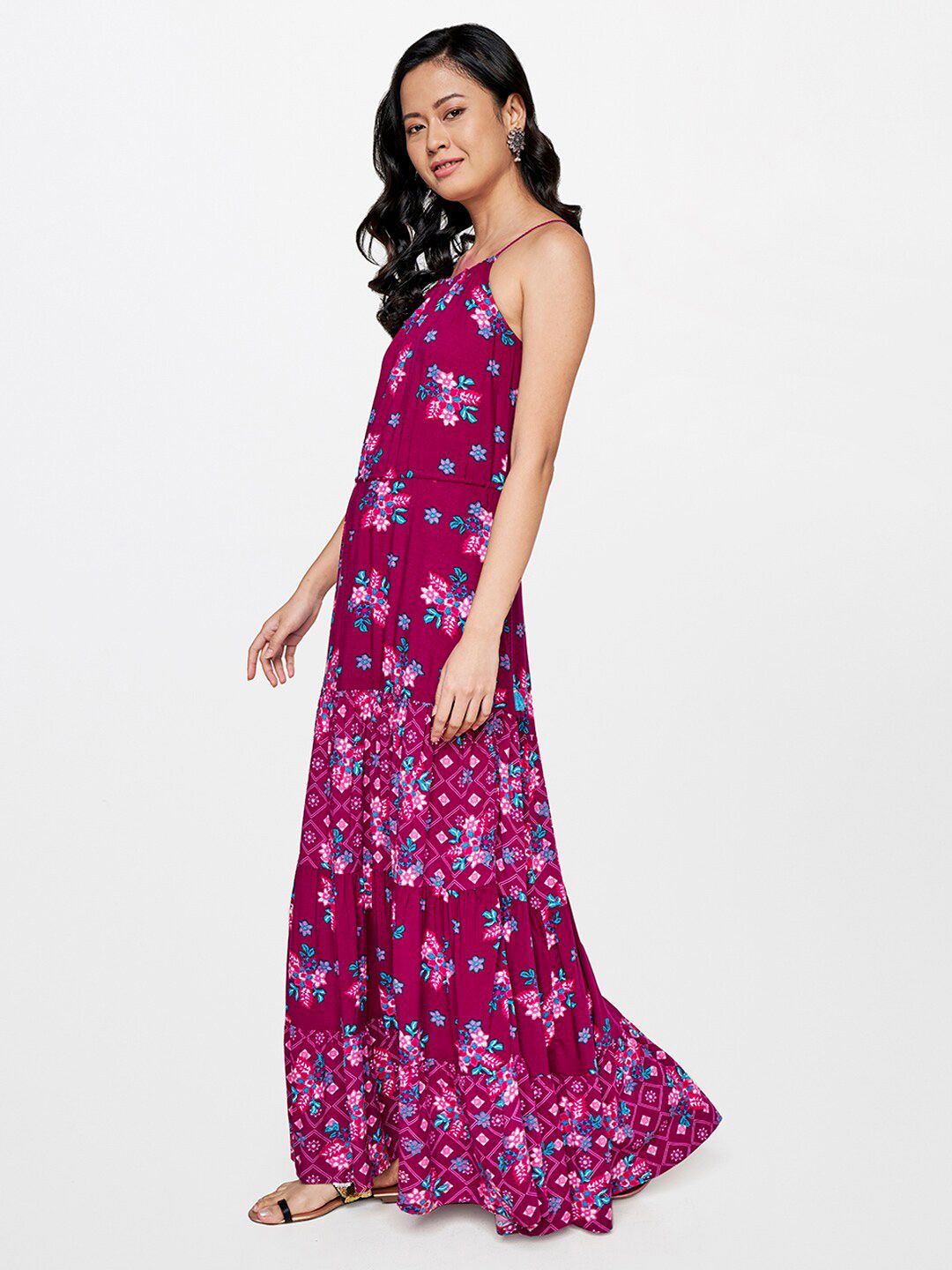 Global Desi Floral Printed Maxi Dress