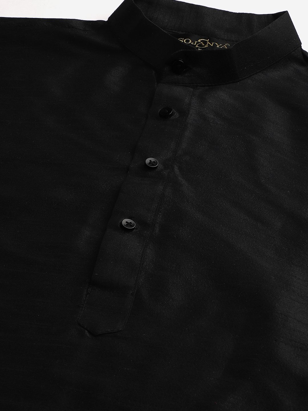 SOJANYA Men Black & Golden Kurta with Churidar