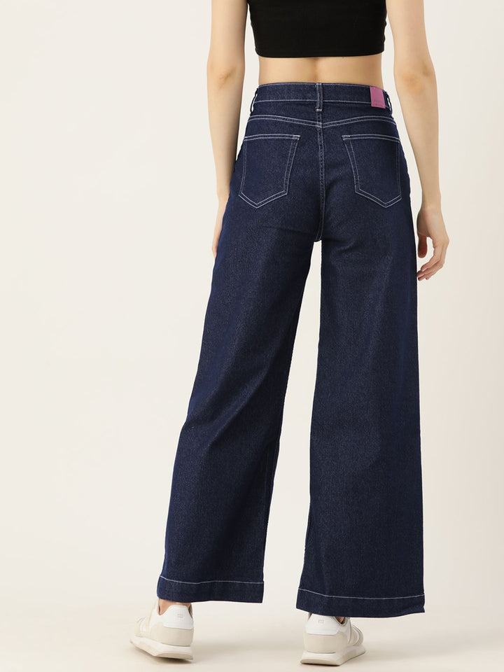DressBerry Women Wide Leg High-Rise Stretchable Jeans