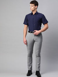 English Navy Men Navy Blue Polyester Slim Fit Solid Formal Shirt