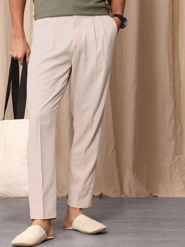 Mr Bowerbird Men Liberal Fit Pleated Trousers