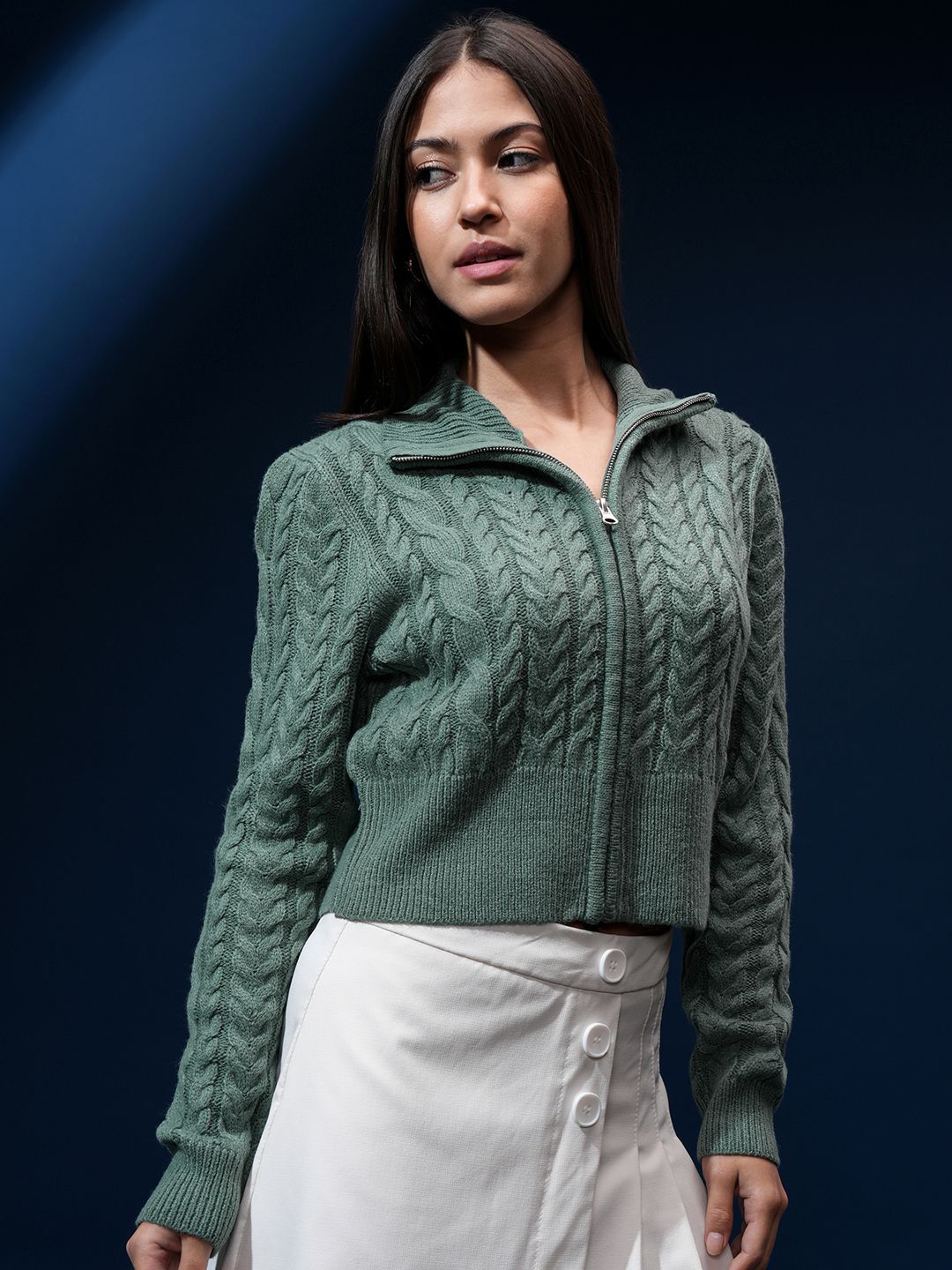 Tokyo Talkies Wanita Kabel Knit Cardigan