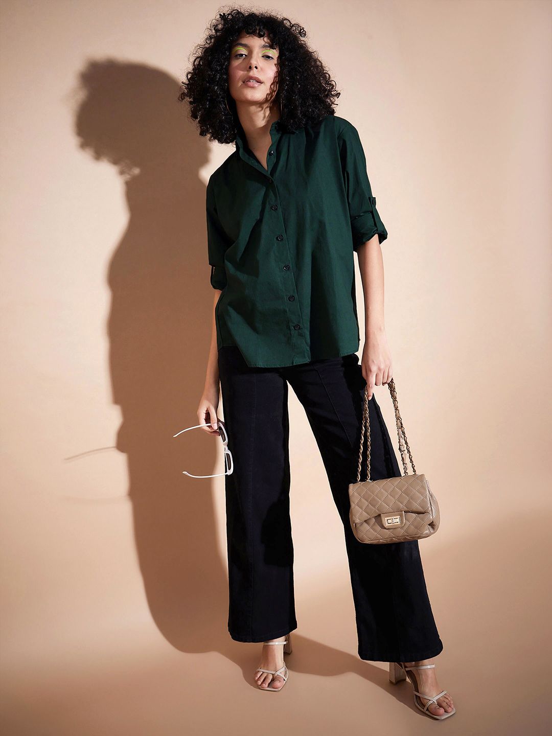 SASSAFRAS BASICS Spread Collar Pure Cotton Oversized Casual Shirt