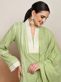 Vishudh Ethnic Motifs Embroidered Pure Cotton Kurta With Trouser & Dupatta