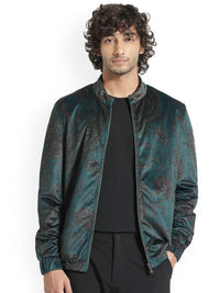 RARE RABBIT Men Dalia Tailored Fit Floral Printed Mock Collar Jacket