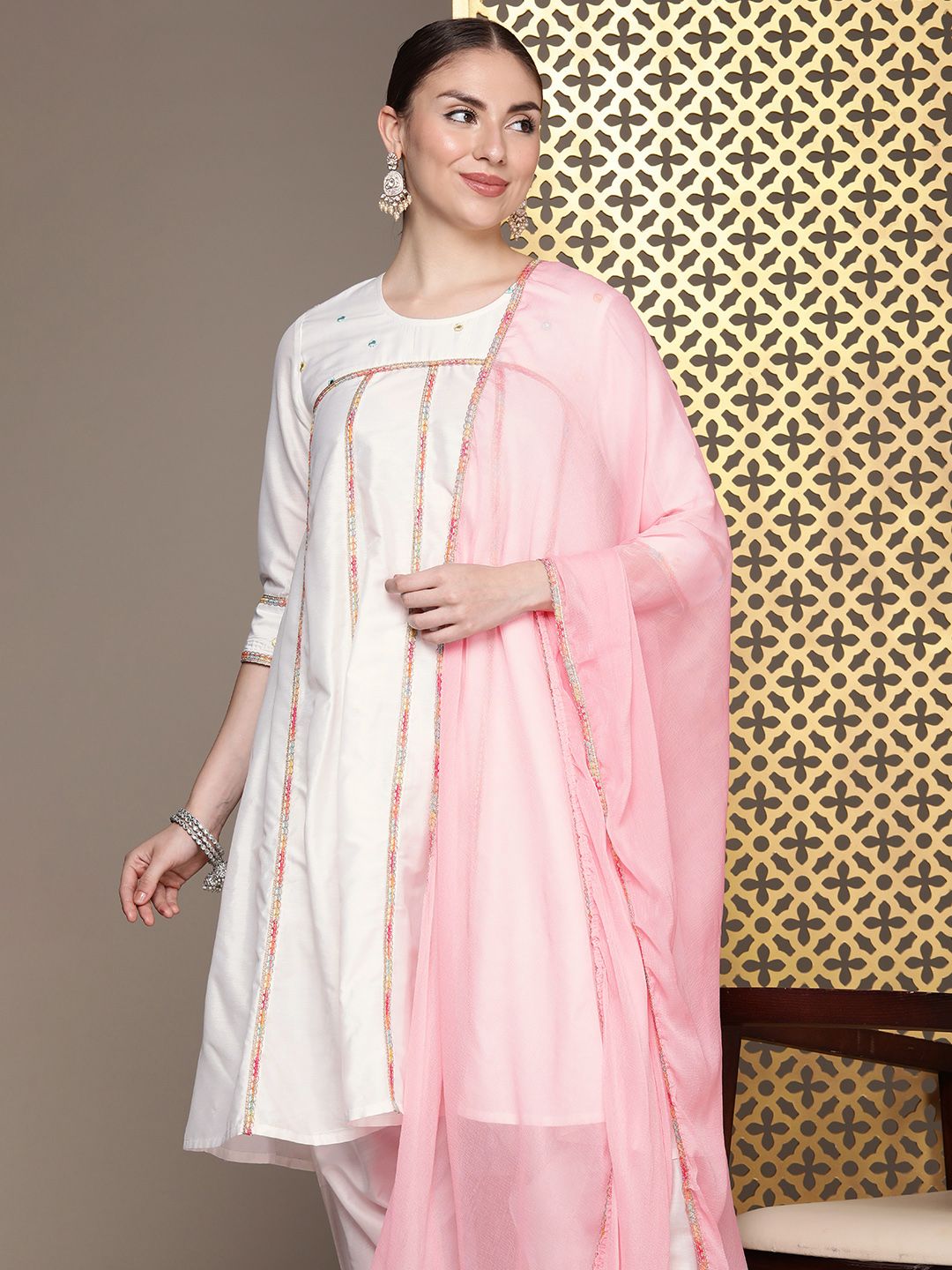 House of Pataudi Jashn Empire Gotta Patti Kurta with Salwar & Dupatta