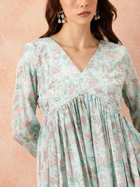 all about you Ethnic Motifs Printed Satin-Finish Festive Maxi Empire Dress with Scarf