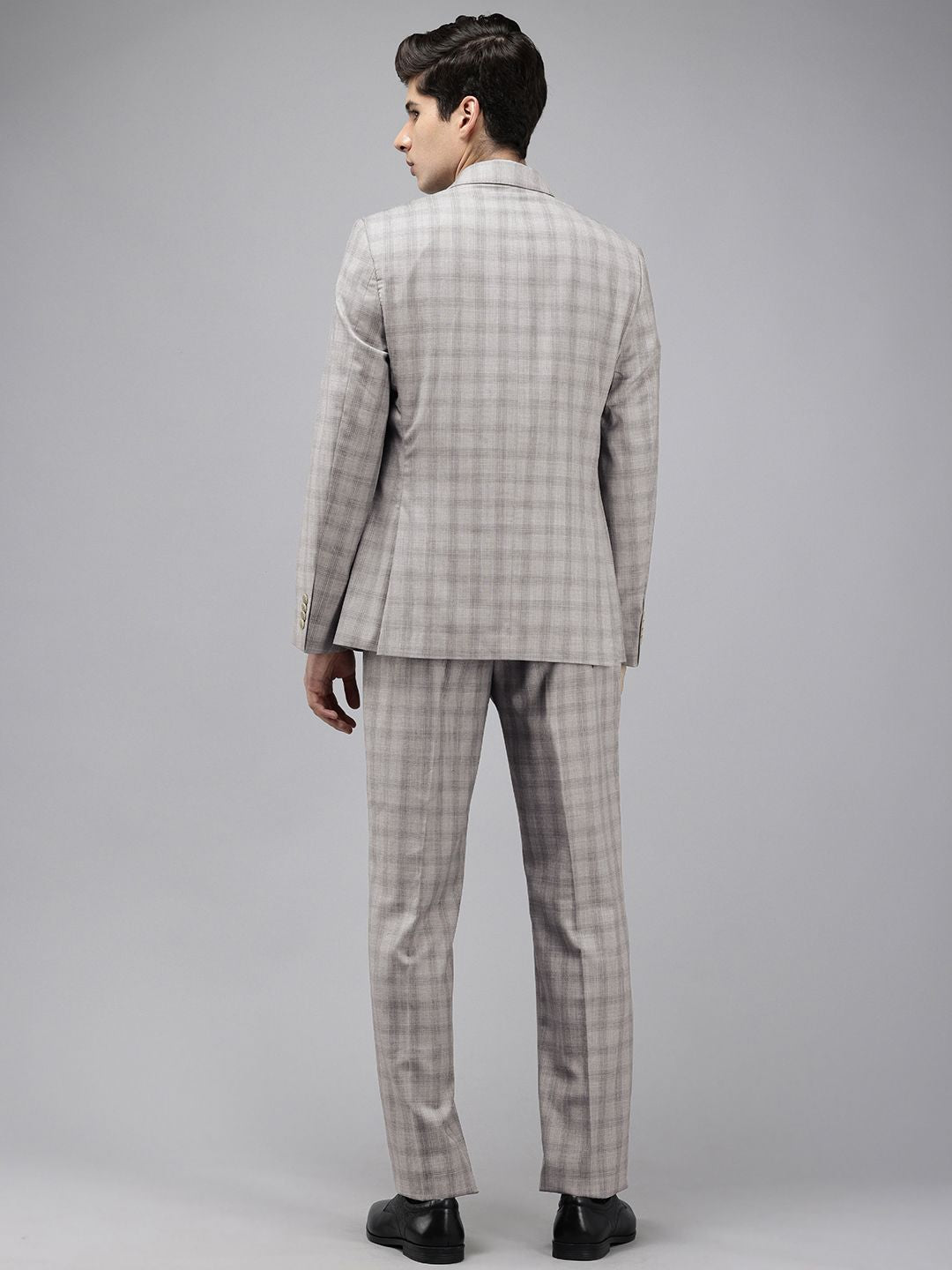 Park Avenue Checked Notched Lapel Single-Breasted 2 Piece Formal Suits