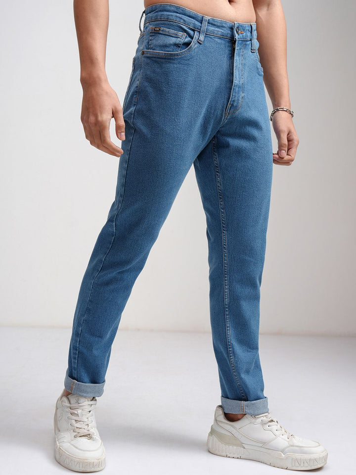 HIGHLANDER Men Tapered Fit Mid-Rise Clean Look Stretchable Jeans