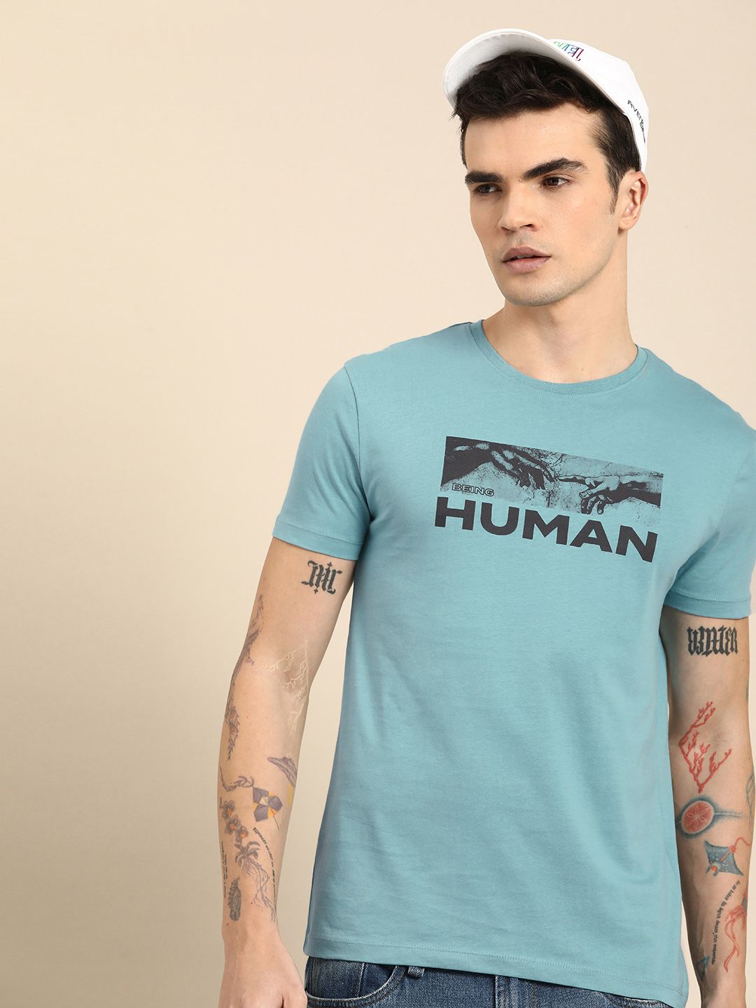 Being Human Typography Printed Pure Cotton T-shirt