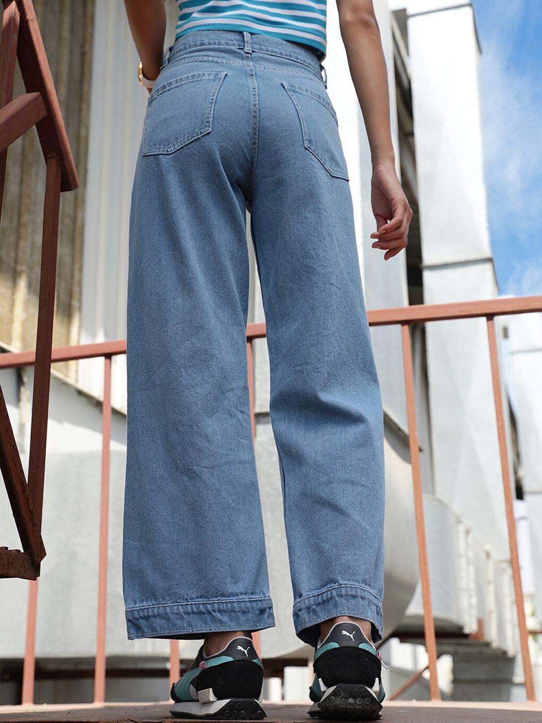 STREET 9 Women Jean Wide Leg High-Rise Cotton Jeans