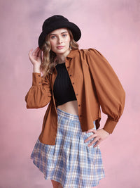 DressBerry Puff Sleeves Solid Shirt
