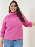 CURVY STREET Women Plus Size Ribbed Acrylic Pullover