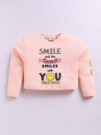 Happy Faces Girls Typography Print Pure Cotton T-shirt