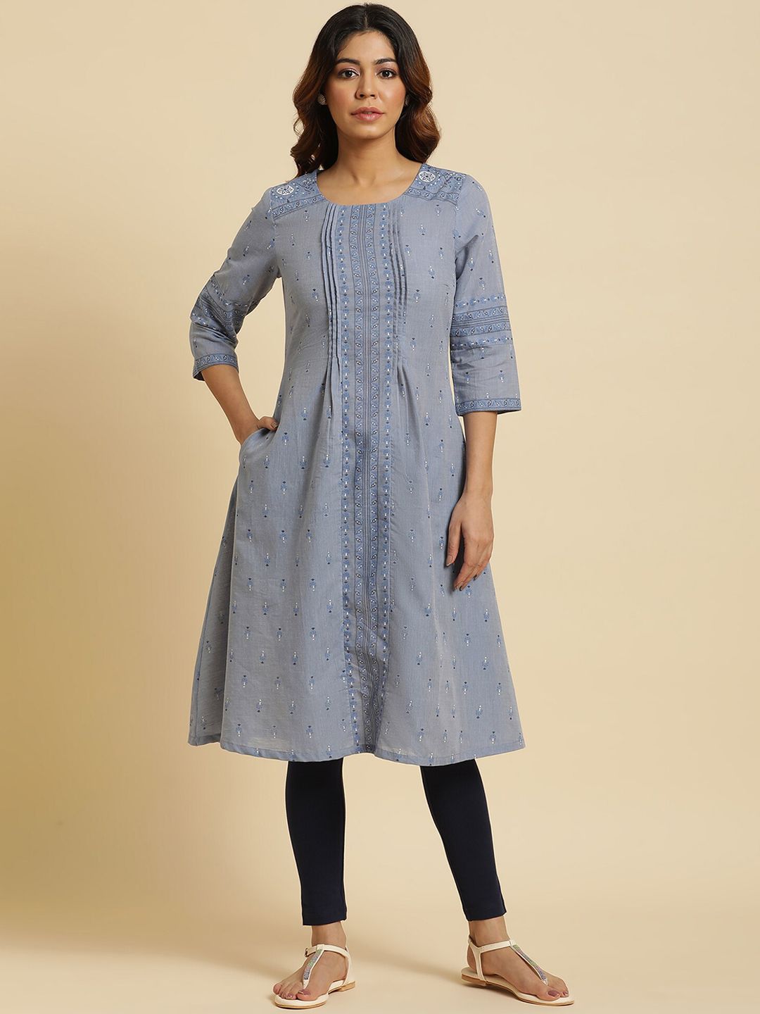 W Ethnic Motifs Printed Pure Cotton Kurta