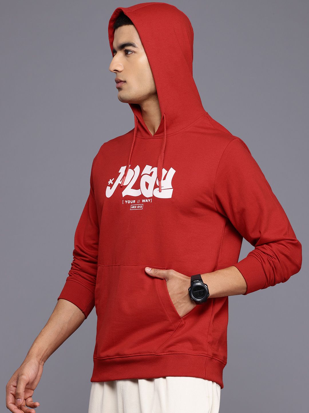 HRX by Hrithik Roshan Typography Print Hooded Sweatshirt