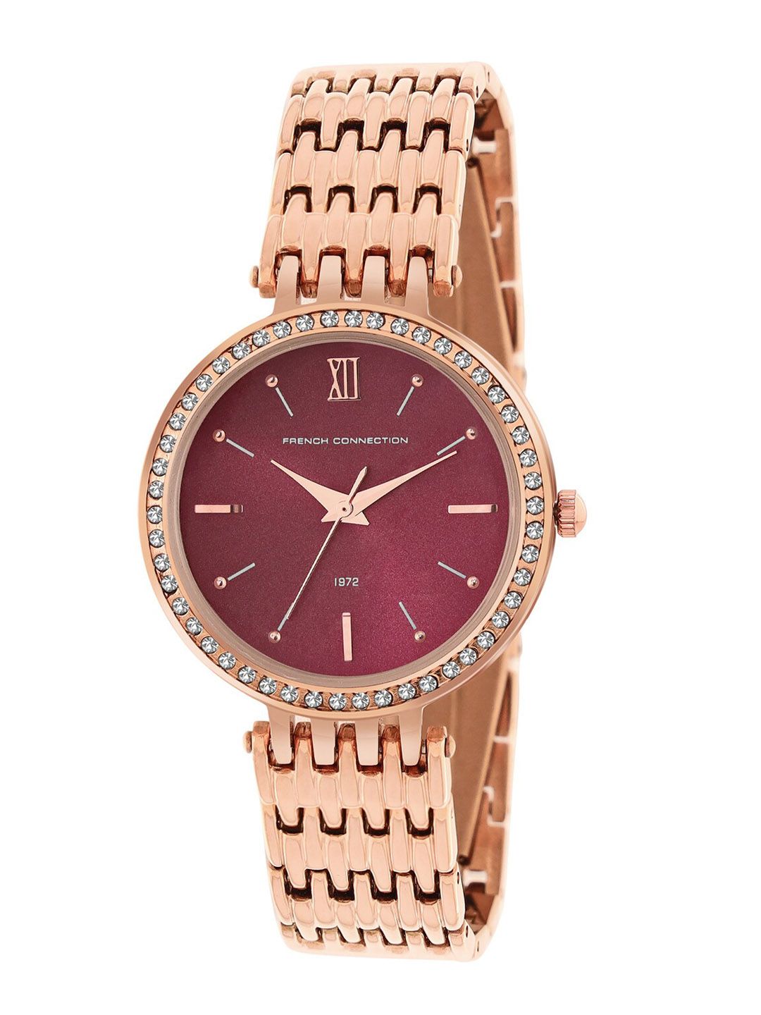 French Connection Women Embellished Dial & Stainless Steel Bracelet Style Straps Analogue Watch FCN00063I