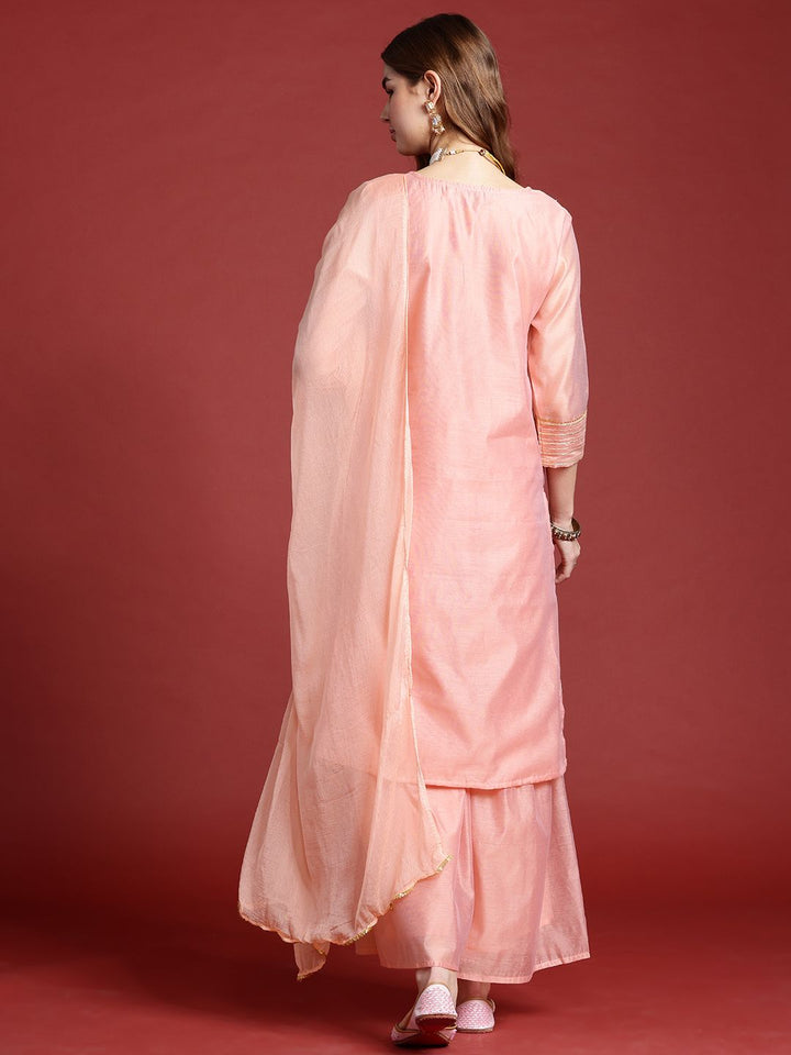 Anouk Striped Regular Kurta with Sharara & With Dupatta