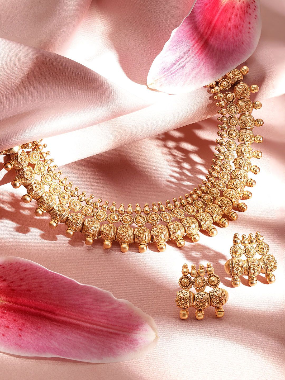 Rubans 22K Gold-Plated Traditional Handcrafted Jewellery Set with Intricate Detailing