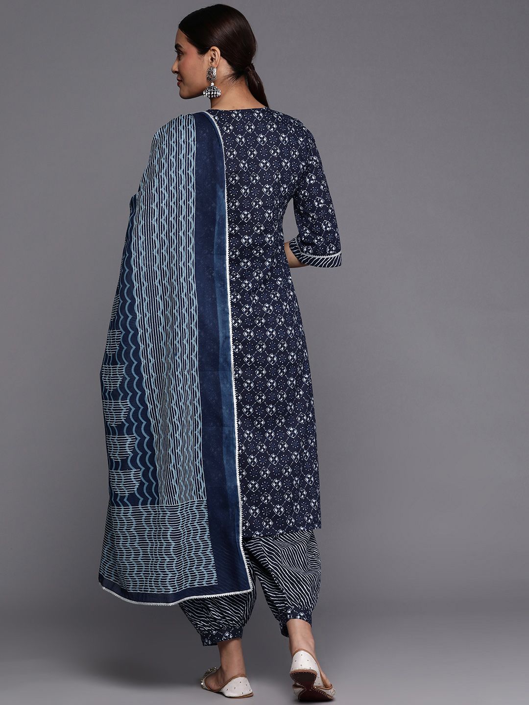 Libas Ethnic Motifs Yoke Design Regular Gotta Patti Cotton Kurta with Salwar & Dupatta
