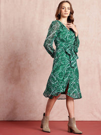 all about you Print Belted A-Line Midi Dress