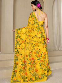 KALINI Yellow Pure Cotton Woven Design Sarees
