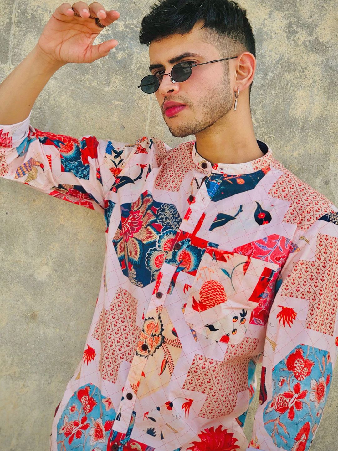 Mr Bowerbird Men Beige Tailored Fit Printed Casual Shirt