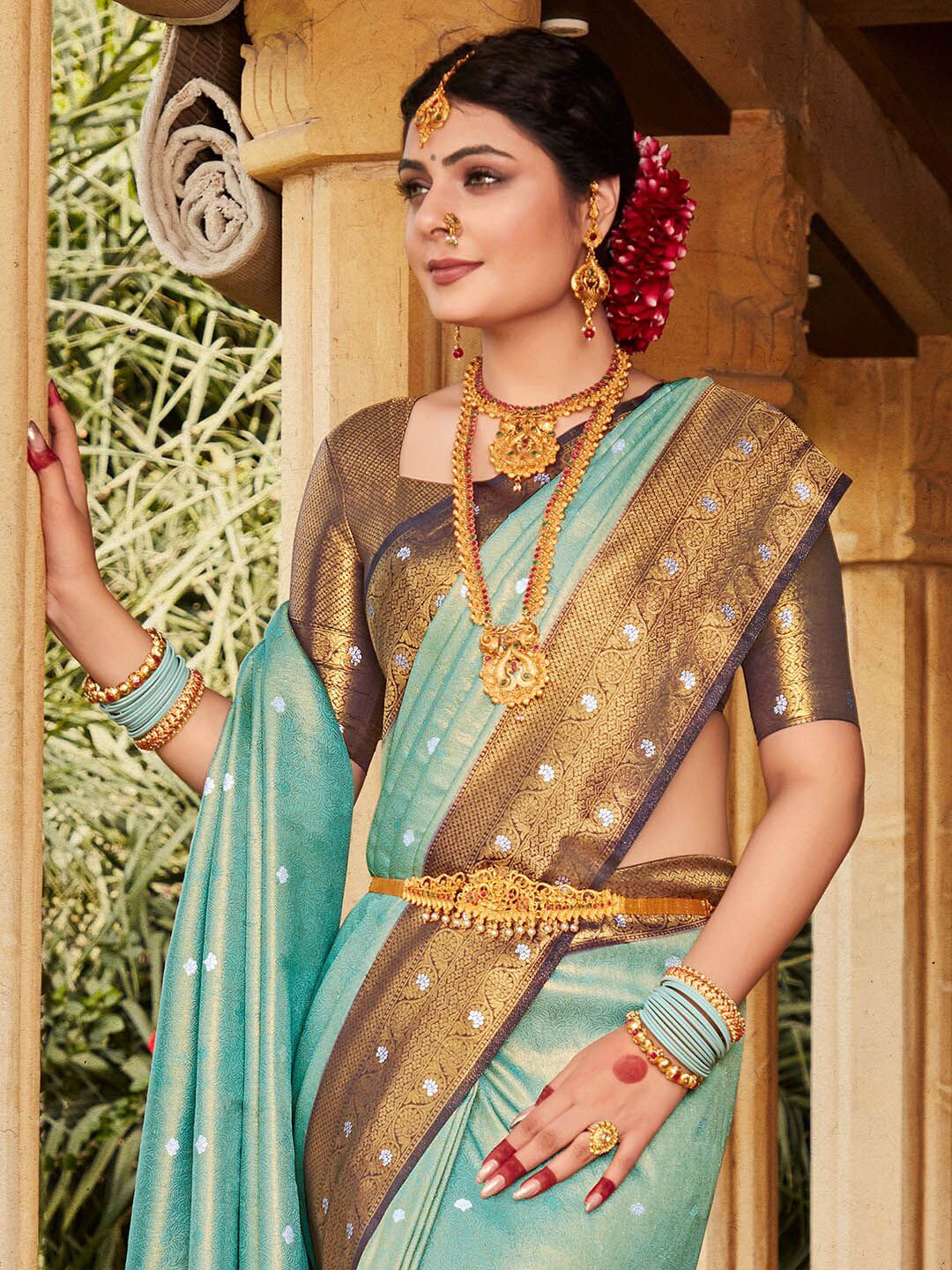 Saree mall Ethnic Motifs Woven Design Zari Kanjeevaram Sarees