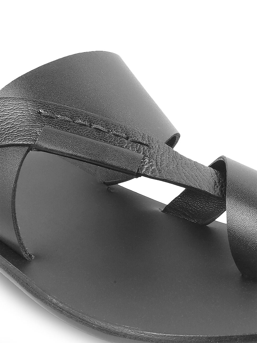 Metro Men Black Leather Comfort Sandals