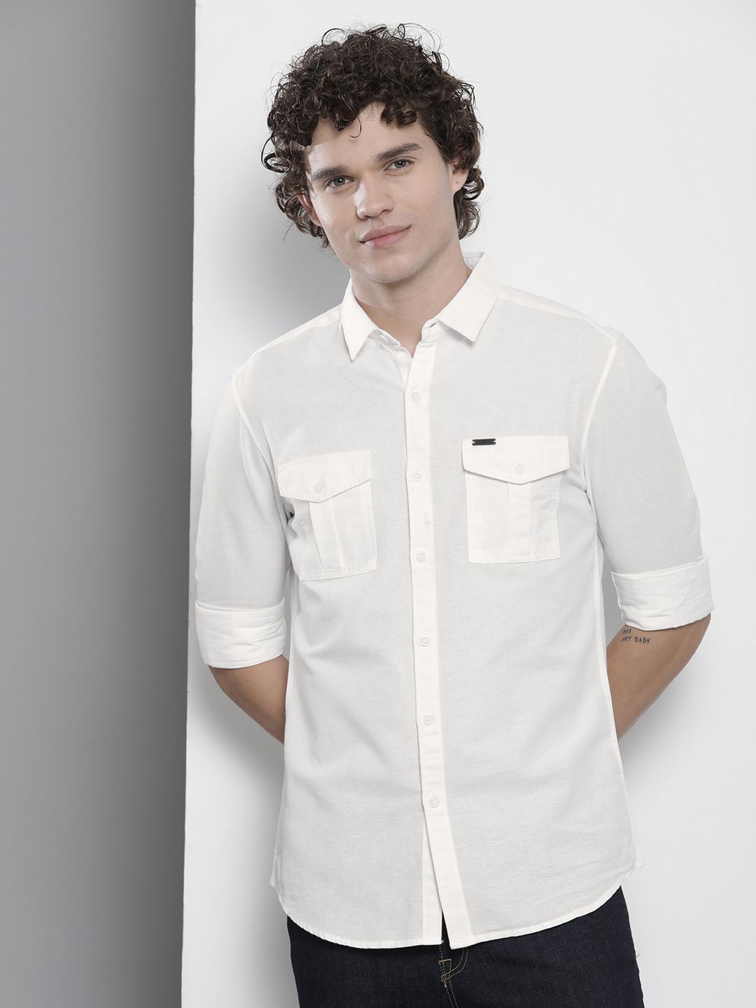 The Indian Garage Co Men Solid Pure Cotton Casual Shirt
