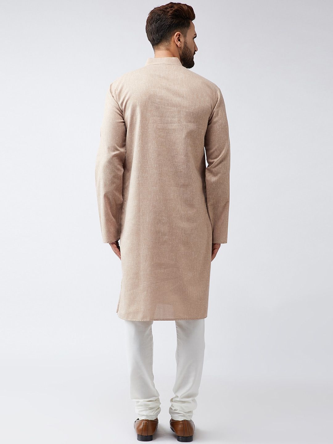 SOJANYA Men Beige Solid Straight Kurta