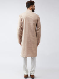SOJANYA Men Beige Solid Straight Kurta