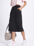 DressBerry Utility Chic Cargo Style Midi Straight Skirt
