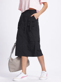 DressBerry Utility Chic Cargo Style Midi Straight Skirt